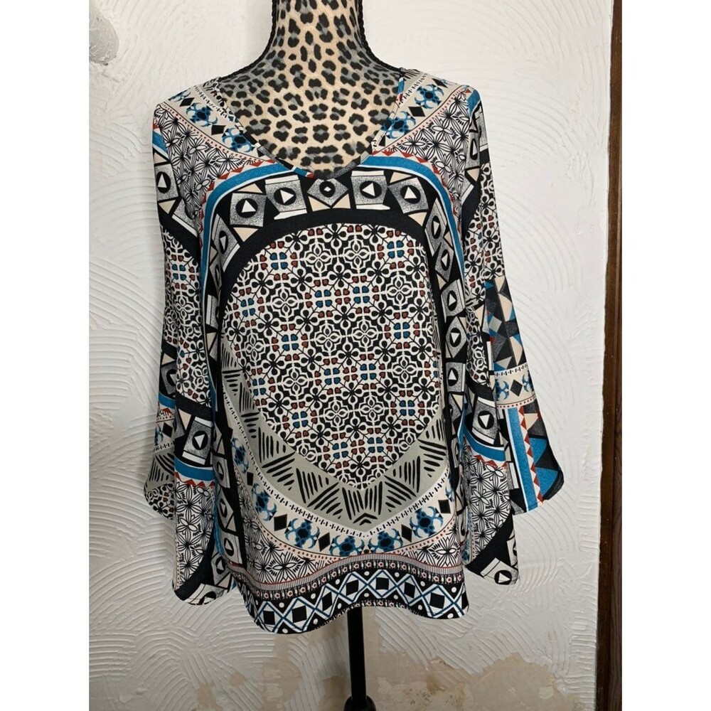 Pink Owl Blouse S bell sleeves